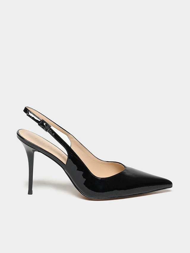 Туфли женские летние, цвет черный, натуральная лаковая кожа 497473 | 1