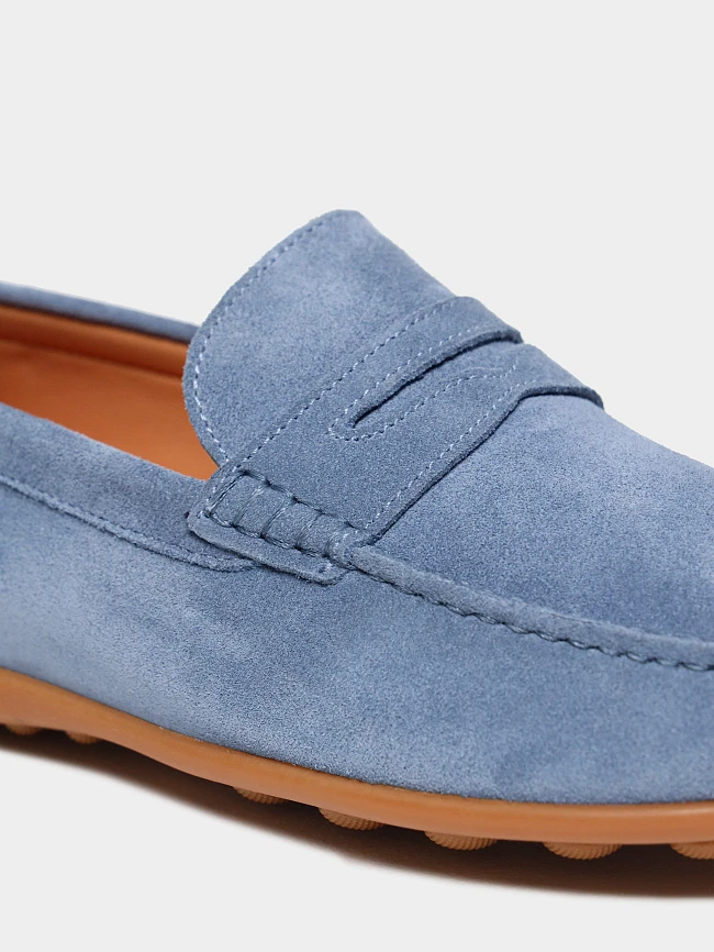 Мокасины мужские летние, цвет голубой, натуральный спилок M801358 | 5