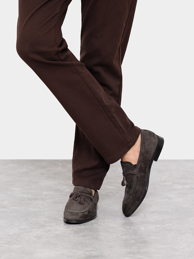 Лоферы мужские демисезон; лето;, цвет коричневый, натуральный велюр M1023111 | 7