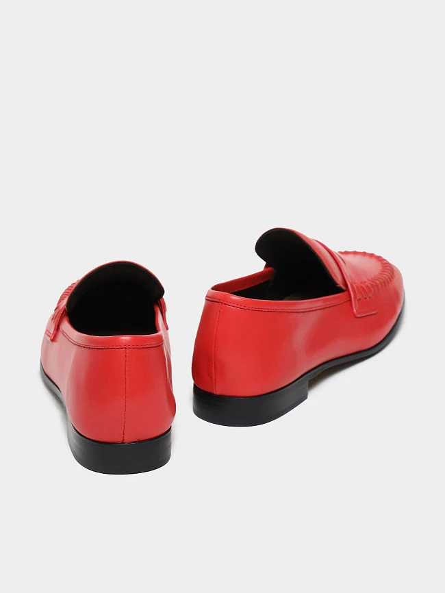 Лоферы женские всесезонные, цвет красный, натуральная кожа 7990196 | 4