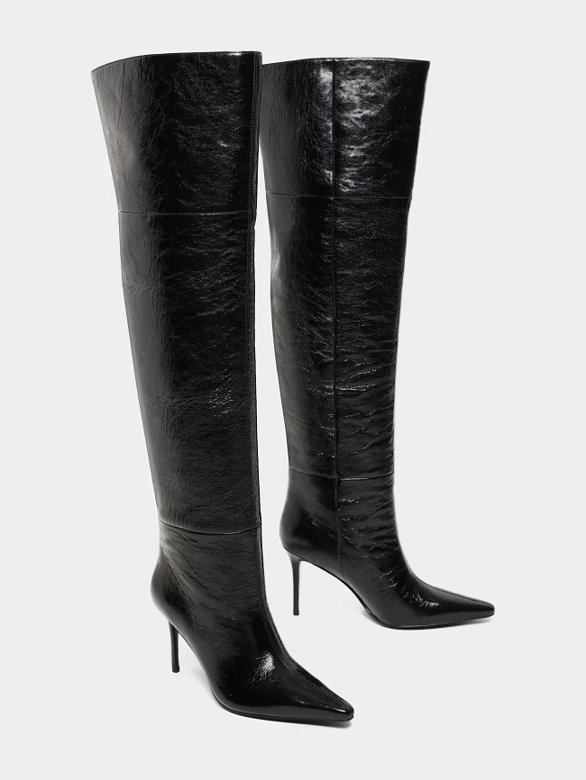 Ботфорты женские демисезонные, цвет черный, натуральный наплак 1494675 | 3