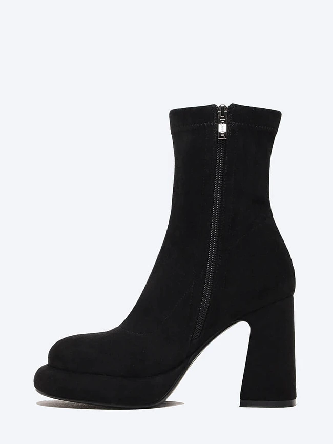 Полусапоги женские всесезонные, цвет черный, искусственный велюр 1848713 | 3