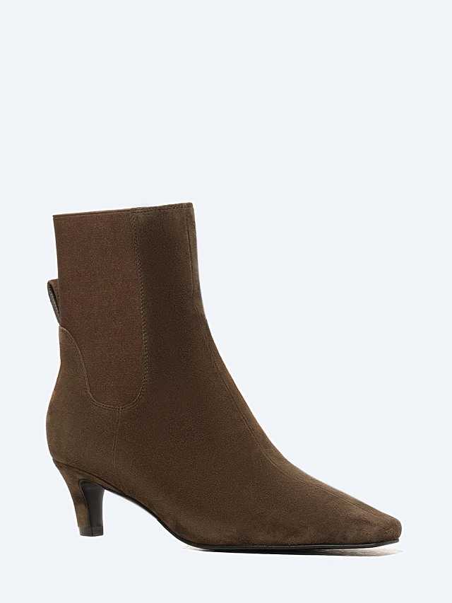 Полусапоги женские всесезонные, цвет коричневый, натуральный велюр 17VC424 | 1