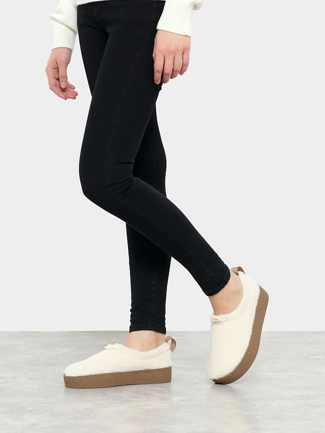 Полуботинки женские зимние, цвет молочный, искусственный мех 7210363M | 7