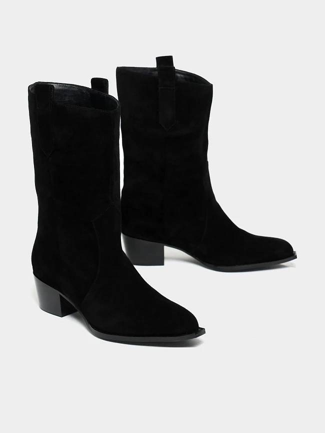 Сапоги женские демисезонные, цвет черный, натуральный спилок 642299 | 3