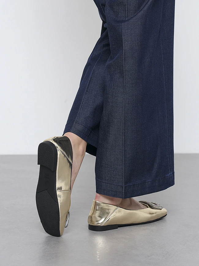 Балетки женские всесезонные, цвет золотой, натуральная кожа и полимерные материалы 1849941 | 8