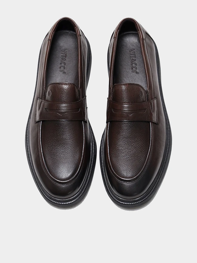 Лоферы мужские всесезонные, цвет коричневый, натуральная кожа M801230 | 5