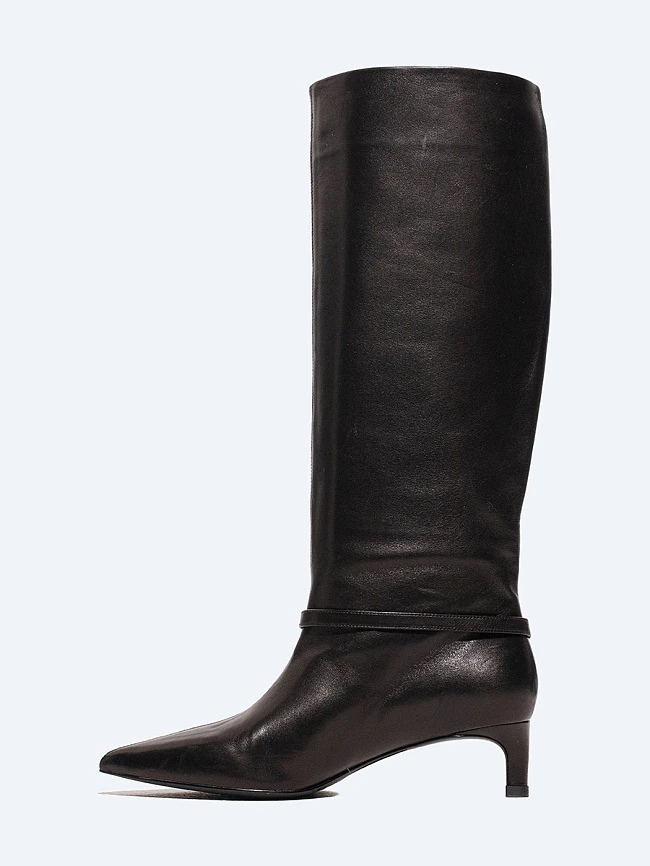 Сапоги женские демисезонные, цвет черный, натуральная кожа 497116 | 3