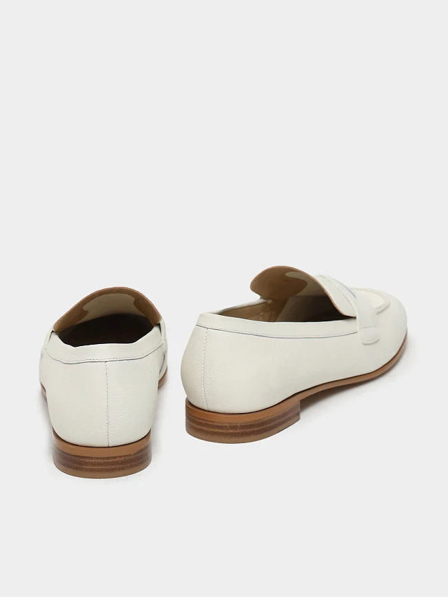 Лоферы женские всесезонные, цвет белый, натуральная кожа 494888 | 4