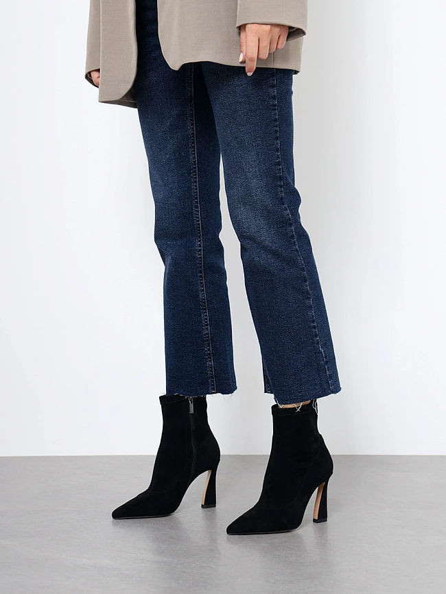 Полусапоги женские демисезонные, цвет черный, искусственный велюр 1396531P | 15