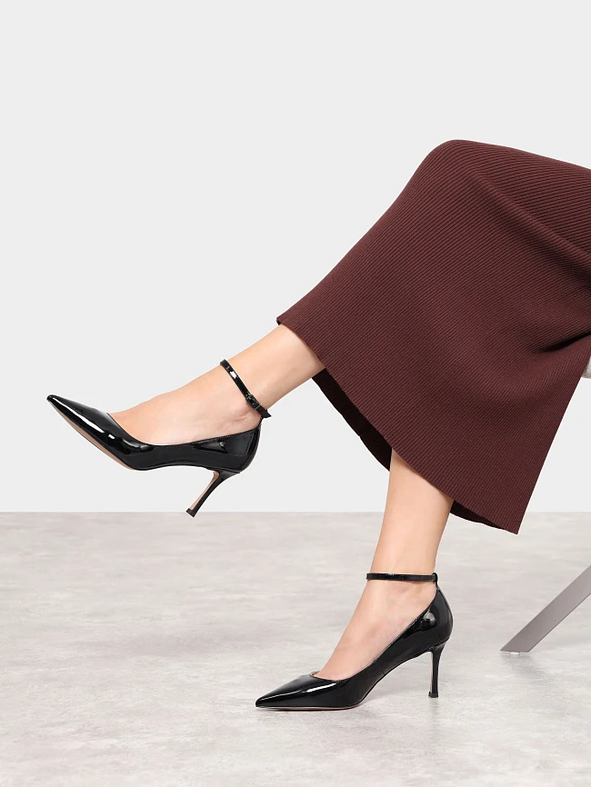 Туфли женские всесезонные, цвет черный, натуральная лаковая кожа 496620 | 12