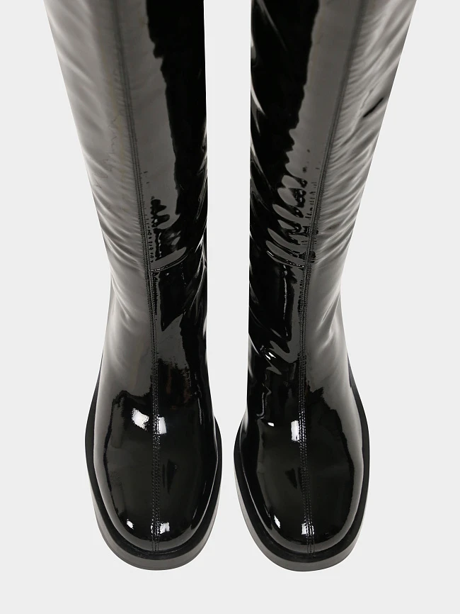 Сапоги женские демисезонные, цвет черный, натуральная лаковая кожа 1730857 | 5