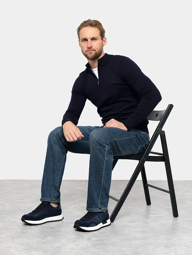 Кроссовки мужские демисезонные, цвет синий, натуральный спилок/текстиль/натуральная кожа M03101 | 11