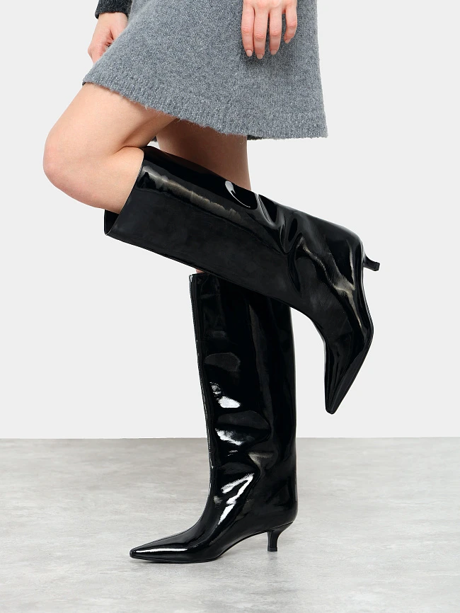 Сапоги женские демисезонные, цвет черный, натуральный наплак 1013760 | 9