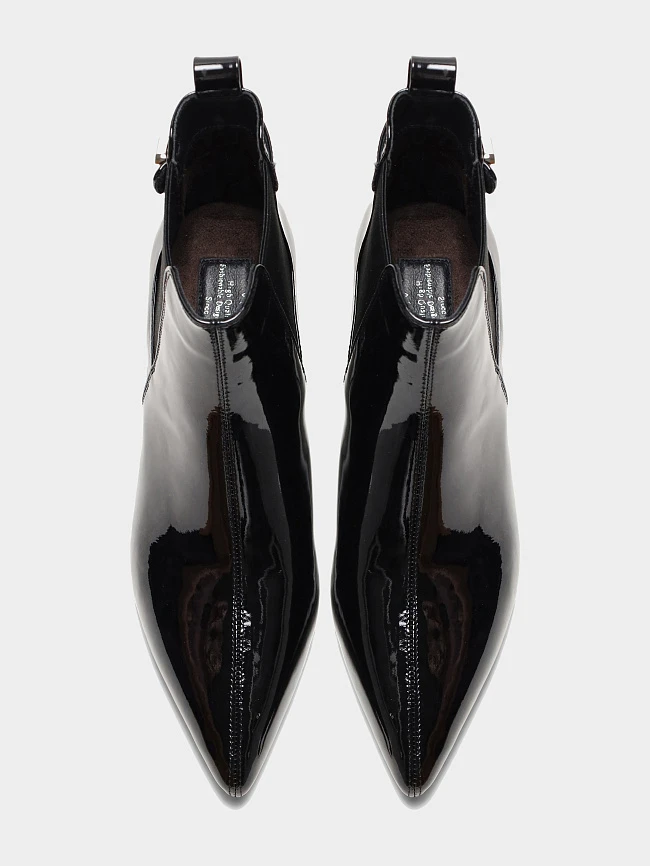 Ботильоны женские всесезонные, цвет черный, натуральная лаковая кожа 17VC405 | 5