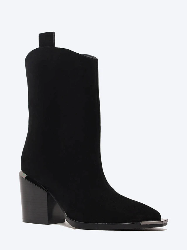 Полусапоги женские демисезонные, цвет черный, натуральный спилок 1848793 | 1