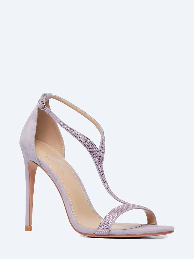 Босоножки женские летние, цвет сиреневый, натуральный велюр 494610 | 1