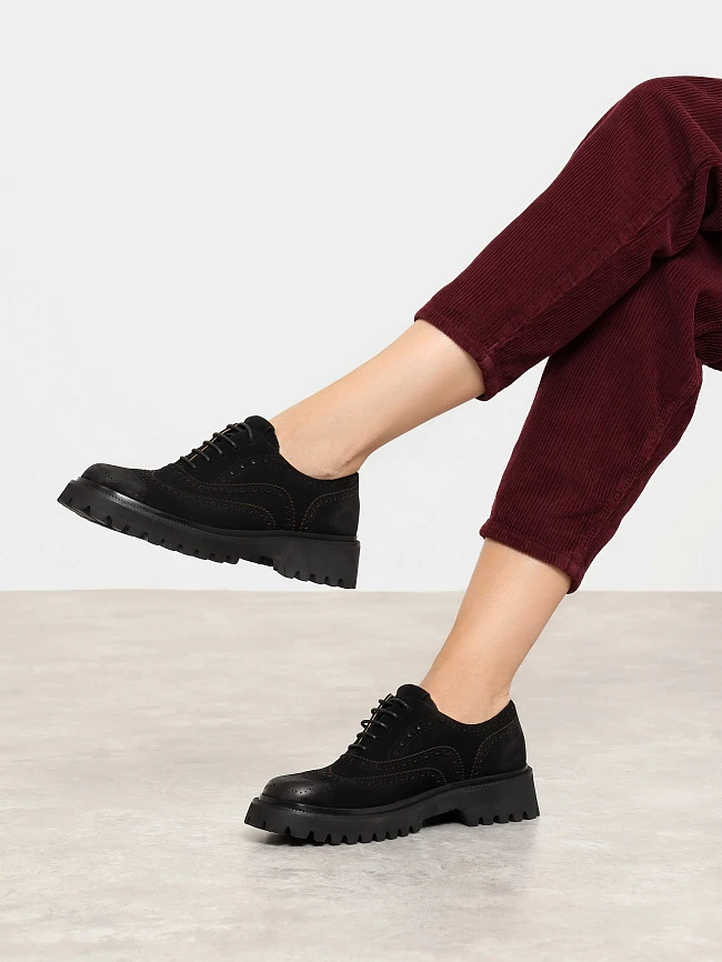 Полуботинки женские всесезонные, цвет черный, натуральный нубук 1013789 | 7