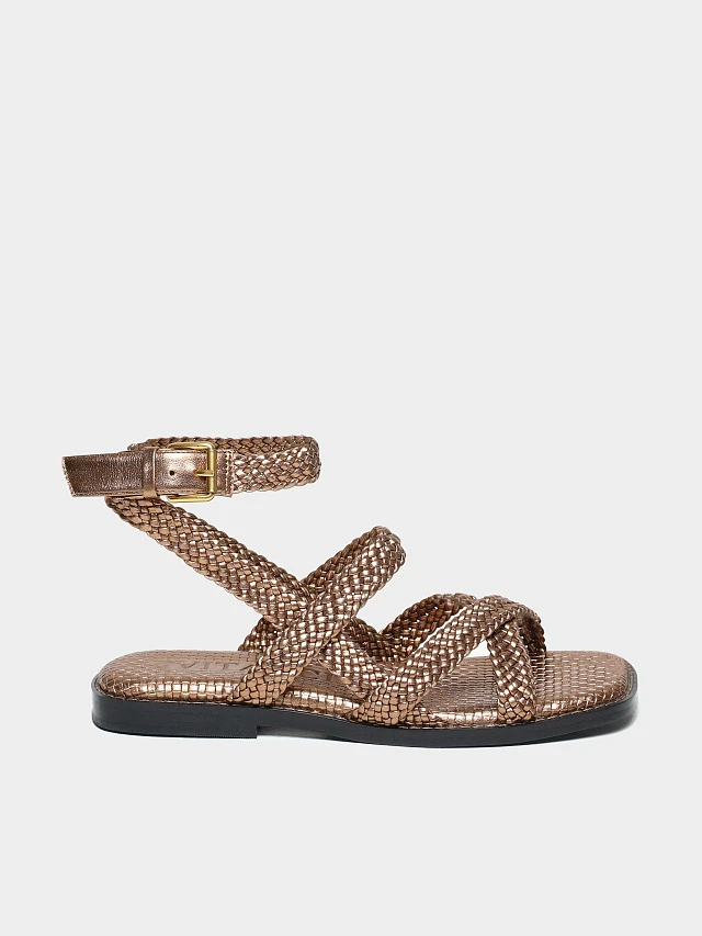 Сандалии женские летние, цвет золотой, натуральная кожа 1821708 | 1