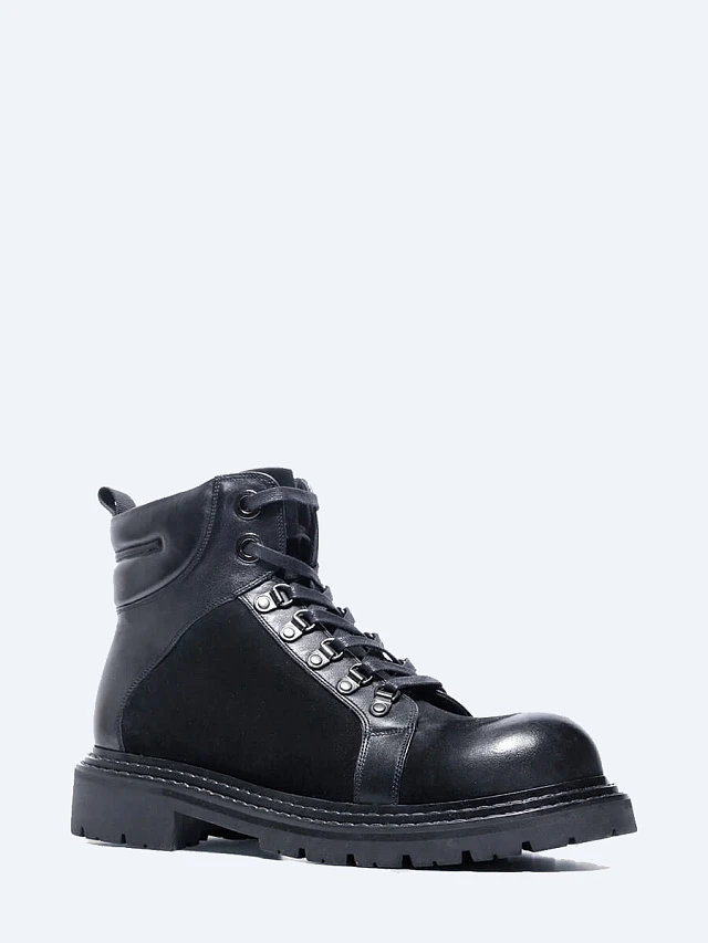 Ботинки мужские зимние, цвет черный, натуральный нубук/натуральная кожа M1781592M | 1