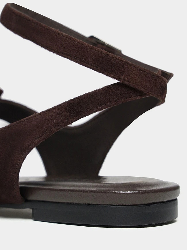 Сандалии женские летние, цвет коричневый, натуральный велюр/текстиль 944398 | 5