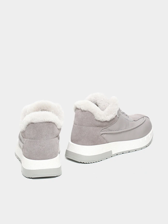 Кроссовки женские зимние, цвет серый, натуральная кожа и полимерные материалы/натуральный спилок 24VC117M | 4