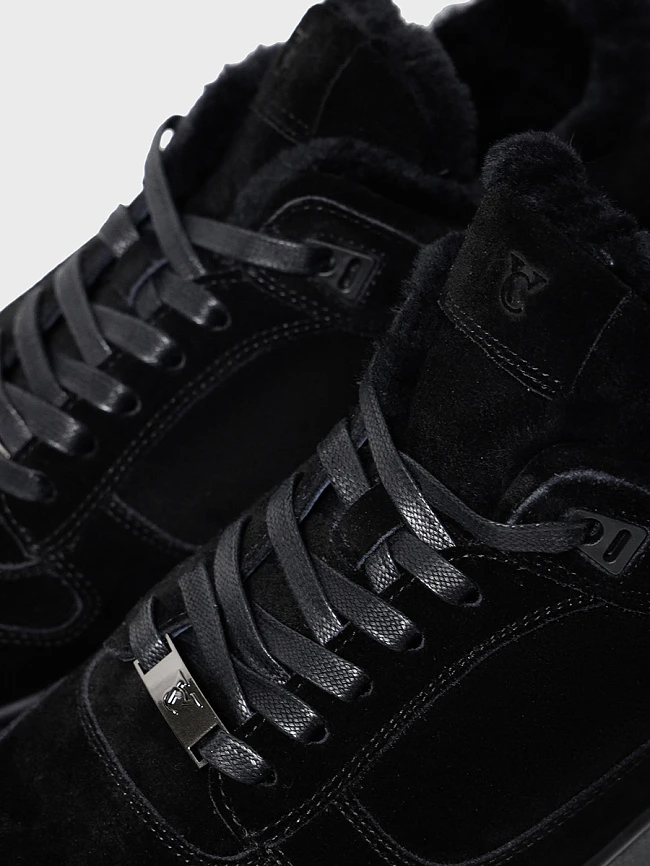 Кеды мужские зимние, цвет черный, натуральный спилок M253853M | 5