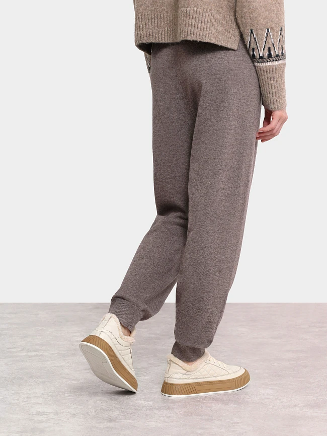 Кеды женские зимние, цвет бежевый, натуральная кожа 136876M | 9