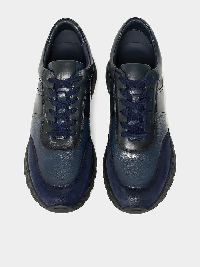 Кроссовки мужские демисезонные, цвет синий, натуральная кожа/натуральный спилок M1782056-1 | 4