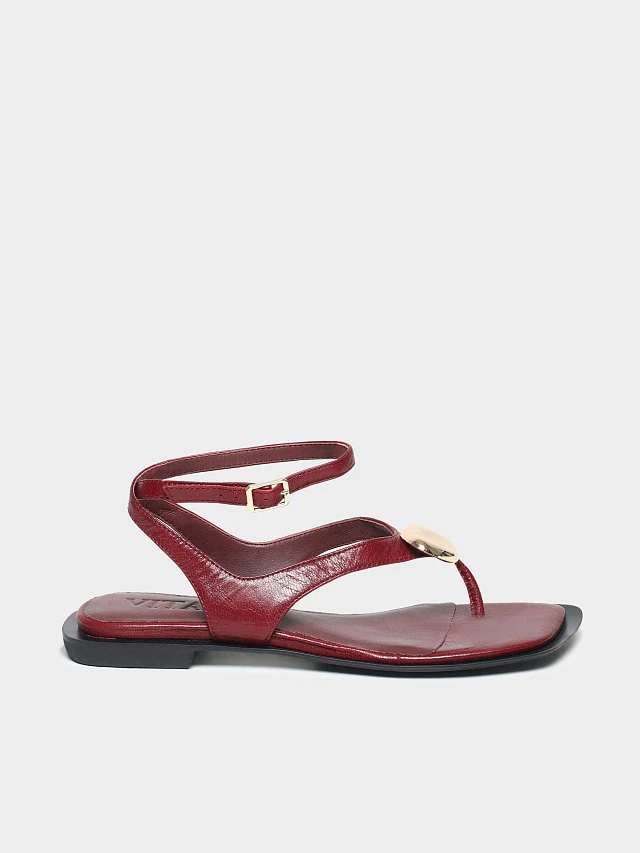 Сандалии женские летние, цвет бордовый, натуральная кожа 944379 | 1