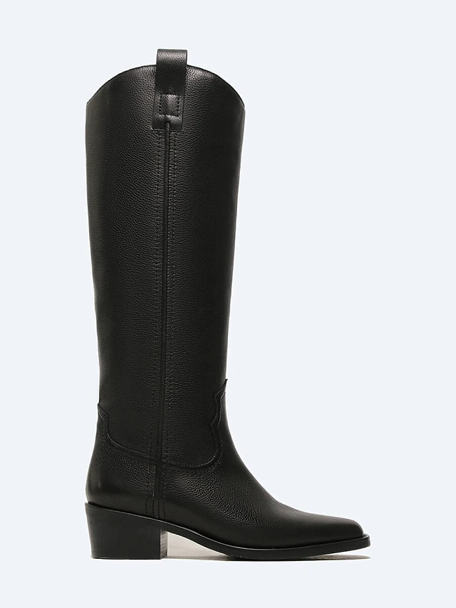 Сапоги женские демисезонные, цвет черный, натуральная кожа 1493848 | 2