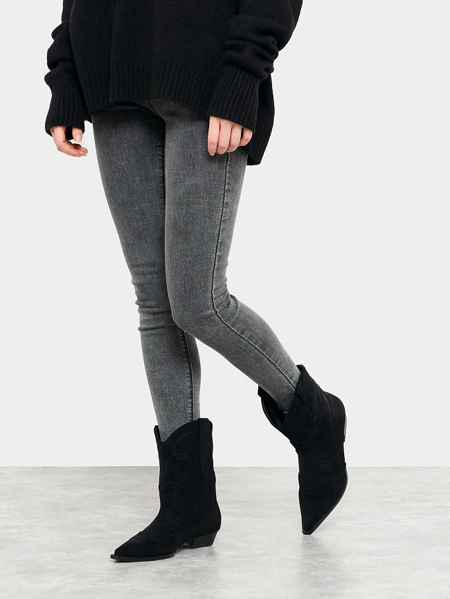 Полусапоги женские демисезонные, цвет черный, искусственный велюр 6550461 | 7