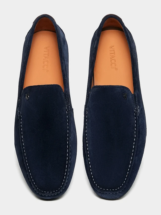 Мокасины мужские летние, цвет синий, натуральный спилок M801345 | 4