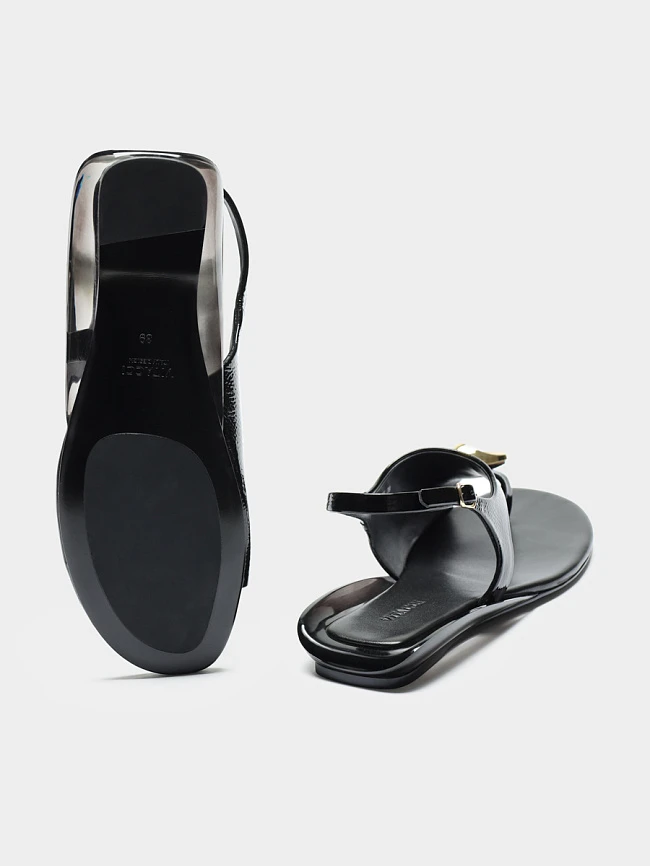 Сандалии женские летние, цвет черный, натуральный наплак 1821756 | 3