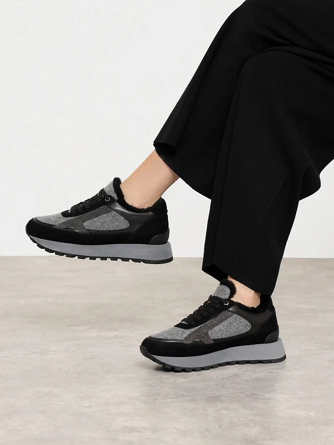 Кроссовки женские зимние, цвет черный, натуральный велюр/шерсть 1013727M | 7