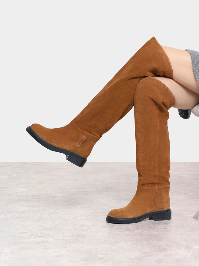 Ботфорты женские демисезонные, цвет коричневый, натуральный спилок 1820419 | 11