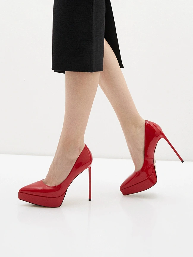 Туфли женские всесезонные, цвет красный, натуральная лаковая кожа 496271 | 6
