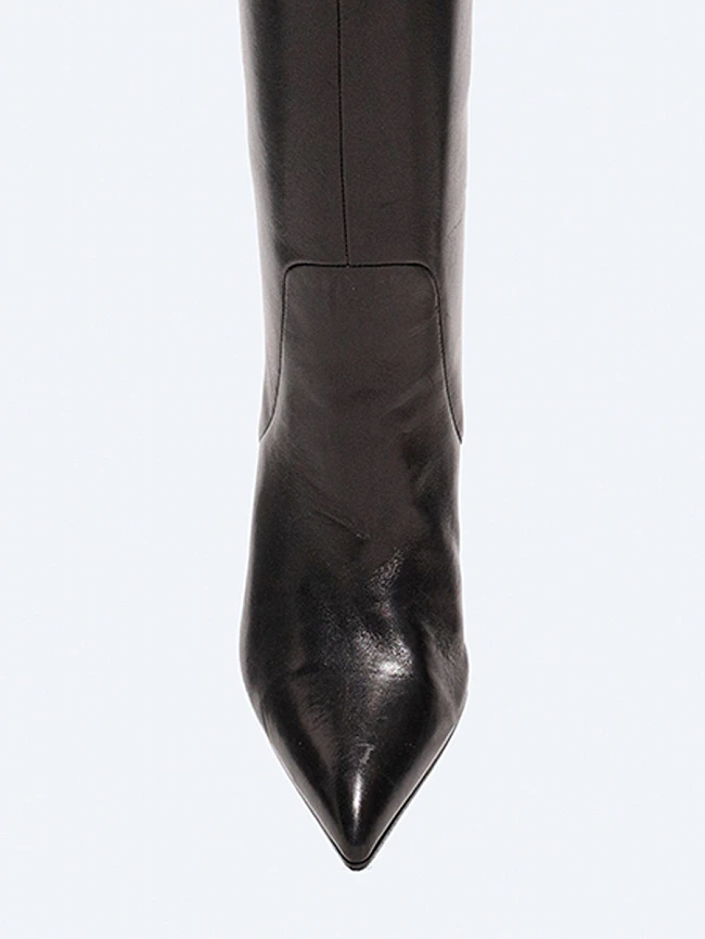 Ботфорты женские демисезонные, цвет черный, натуральная кожа 497231 | 4