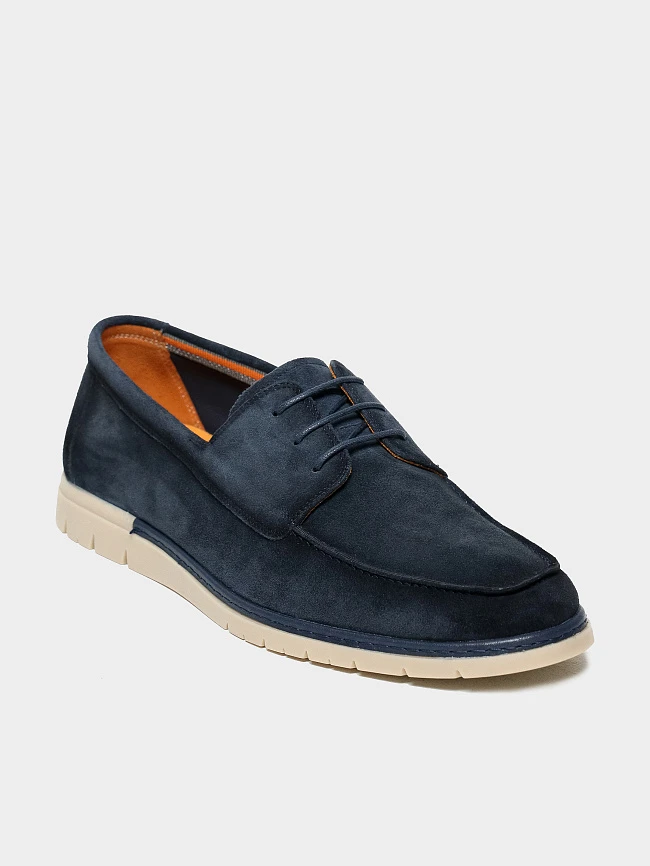 Полуботинки мужские летние, цвет синий, натуральный спилок M262290 | 2