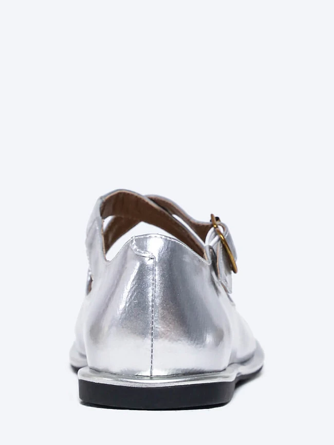 Балетки женские всесезонные, цвет серебряный, натуральная кожа и полимерные материалы 1849723 | 5