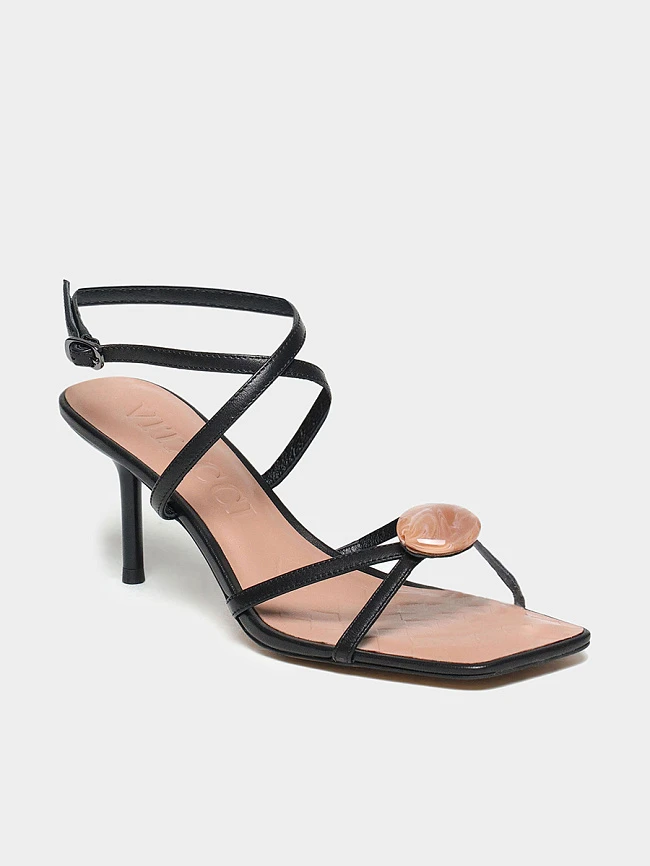 Босоножки женские летние, цвет черный, натуральная кожа 1821736 | 2