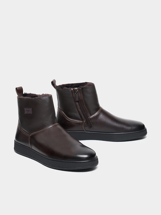 Полусапоги мужские зимние, цвет коричневый, натуральная кожа M254260M | 3