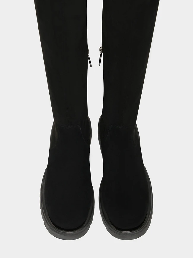 Ботфорты женские демисезонные, цвет черный, текстиль/натуральный велюр 1847372 | 5