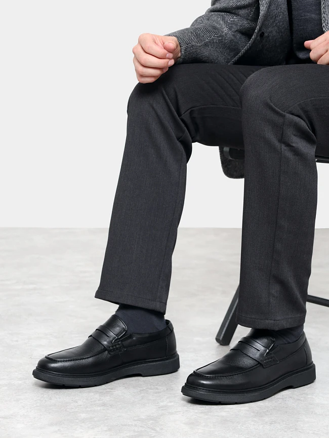 Лоферы мужские всесезонные, цвет черный, натуральная кожа M801000 | 11