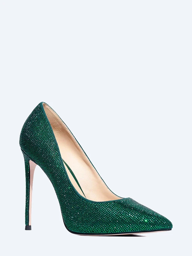 Туфли женские всесезонные, цвет изумрудный, натуральный велюр 1851924P | 1