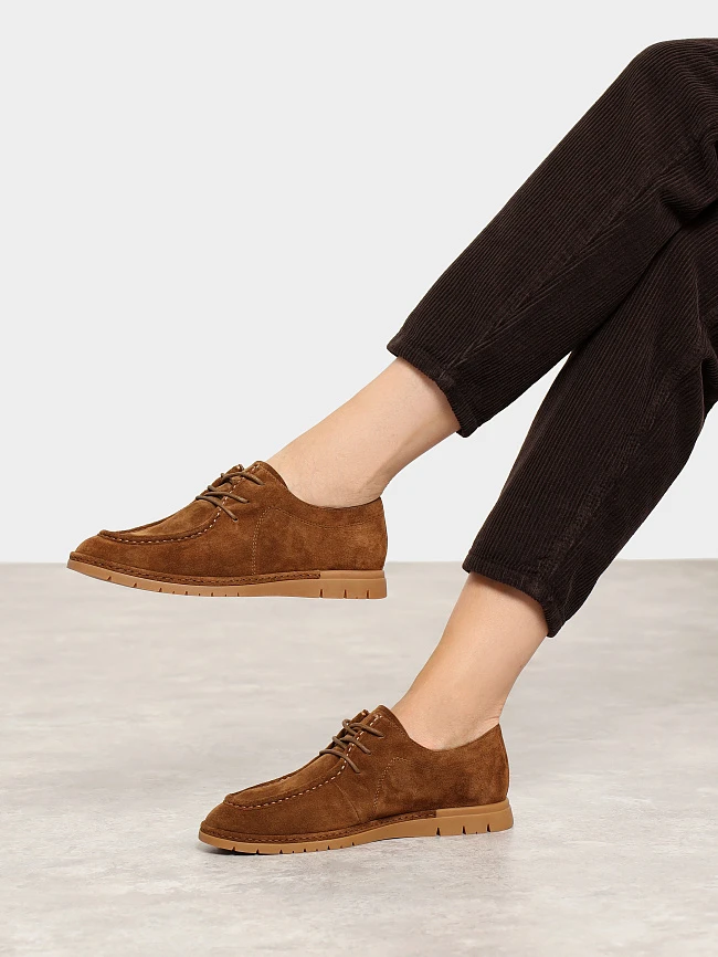 Полуботинки женские всесезонные, цвет рыжий, натуральный спилок 1821556 | 7