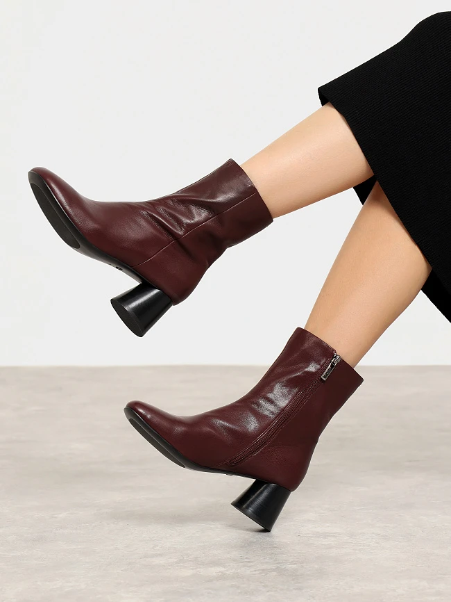 Полусапоги женские всесезонные, цвет бордовый, натуральная кожа 642224 | 7