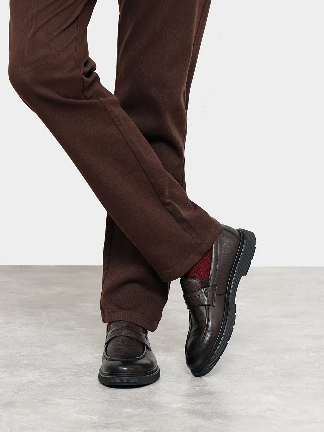 Лоферы мужские всесезонные, цвет коричневый, натуральная кожа M801230 | 9