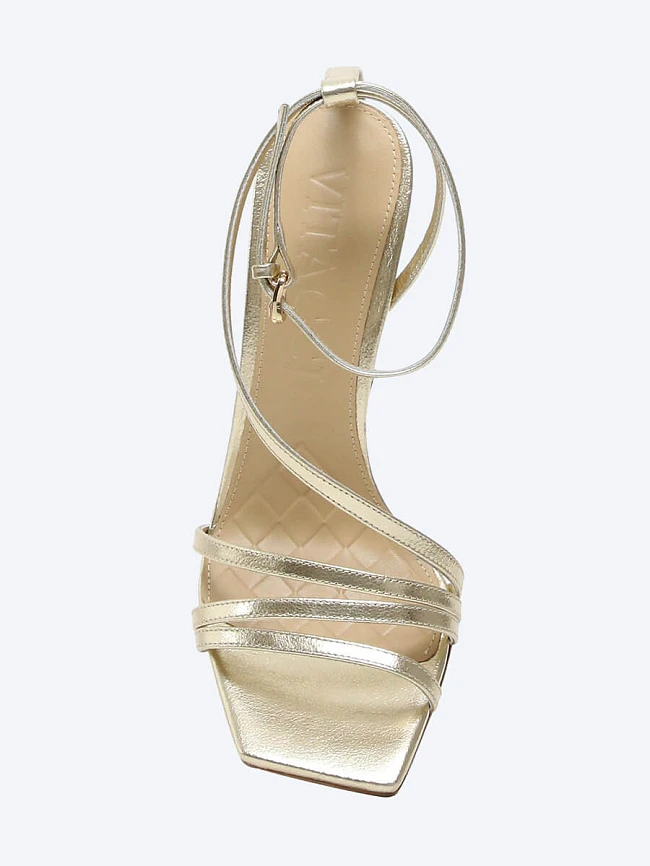 Босоножки женские летние, цвет золотой, натуральная кожа 495823P | 4