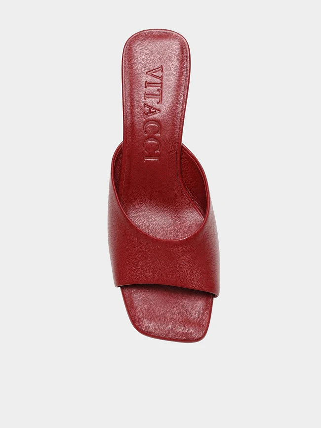 Мюли женские летние, цвет бордовый, натуральная кожа 1731402 | 4